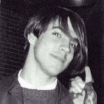 young Anthony Kiedis black & white photo finger sticking up