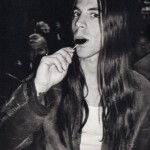 Anthony Kiedis black & white photo of him licking a lollipop