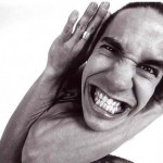 Anthony Kiedis black & white photo of his funny face