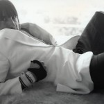 Anthony Kiedis black & white photo of him in white tuxedo