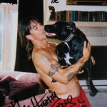 Anthony Kiedis autograph AK holding dog