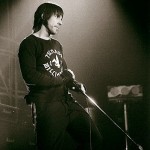 Anthony Kiedis black & white photo on stage