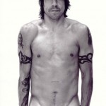 Topless Anthony Kiedis black & white photo of him with arms by his sides