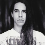 young Anthony Kiedis in a jersey black & white photo