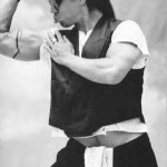 Strongman Anthony Kiedis black & white photo