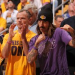 Anthony Kiedis Lakers game LA with Flea