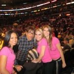 Anthony Kiedis Lakers game LA with the girls in pink