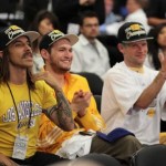 Anthony Kiedis Lakers game LA with Josh Klinghoffer RHCP
