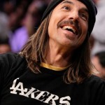 Gorgeous Anthony Kiedis Lakers game LA smiling and happy