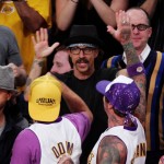 Anthony Kiedis Lakers game LA high five