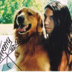 Anthony Kiedis with ling hair and dog autographed photo