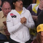 Anthony Kiedis Lakers game LA wearing white jacket