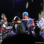 anthony kiedis on stage live with Red Hot Chili Peppers England 2012